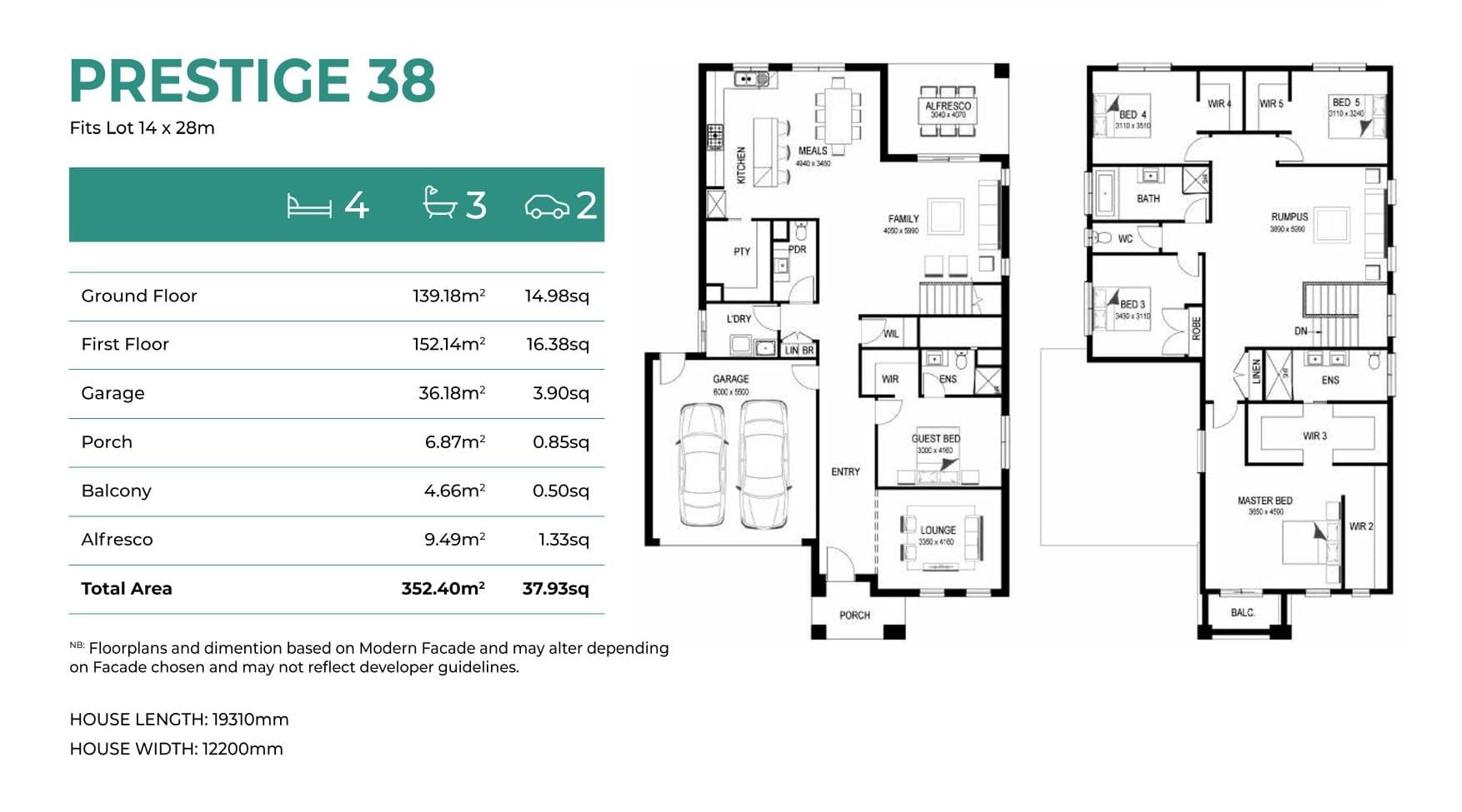 Prestige 38 elevation